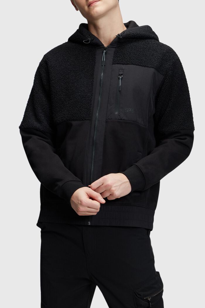 Zip-Hoodie aus Materialmix