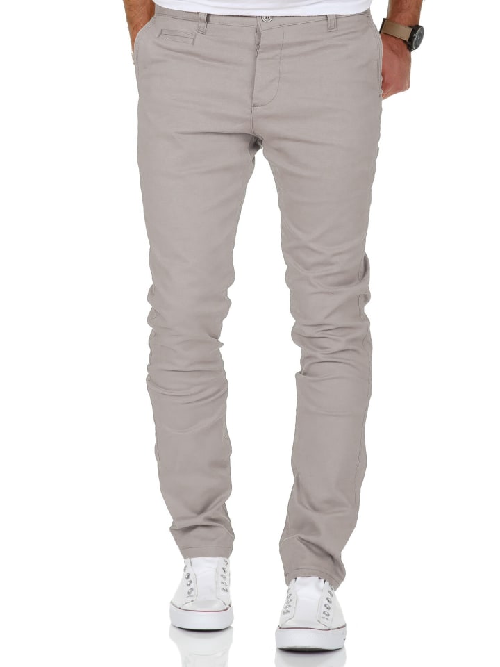 Amaci&Sons Slim Fit Chino mit Stretch ATLANTA in Hellgrau günstig kaufen