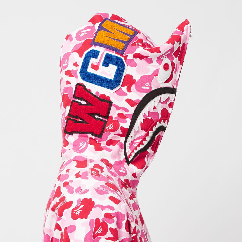 A Bathing Ape ABC Camo Shark Full Zip Hoodie pink