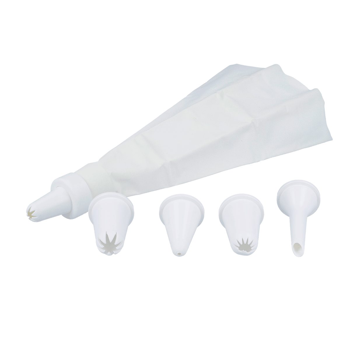 EUROHOME Spritzbeutel Backzubehör 28 cm aus Leinen weiß (Dressierbeutel mit 5 Verziertüllen) Spritztüllen Set - Spritzbeutel wiederverwendbar