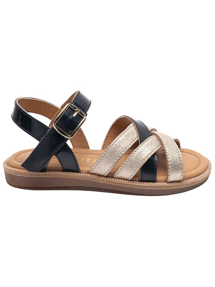 bisgaard Leder-Sandalen in Gold/ Dunkelblau günstig kaufen