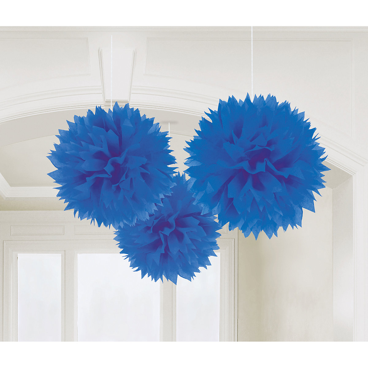 Amscan 18055-105-55 Pompoms/Dekobälle blau, 3 Stück