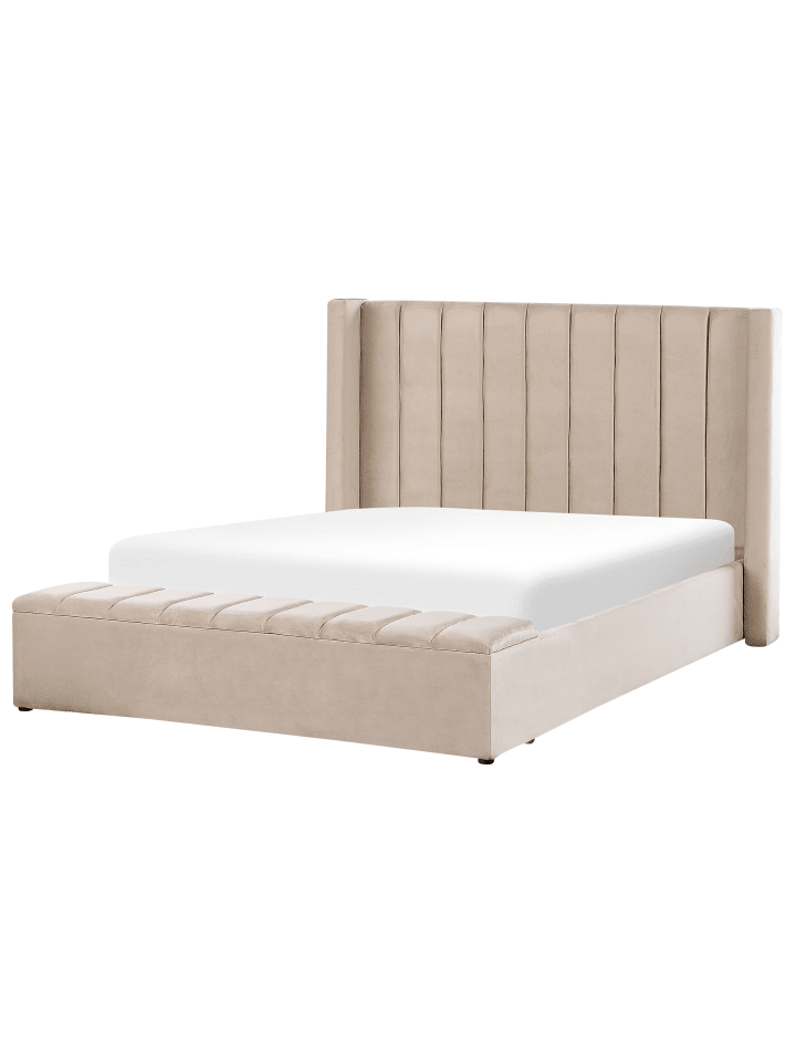 Beliani Doppelbett NOYERS in Beige - (W) 190 x (H) 132 x (L) 247 cm günstig kaufen onesize