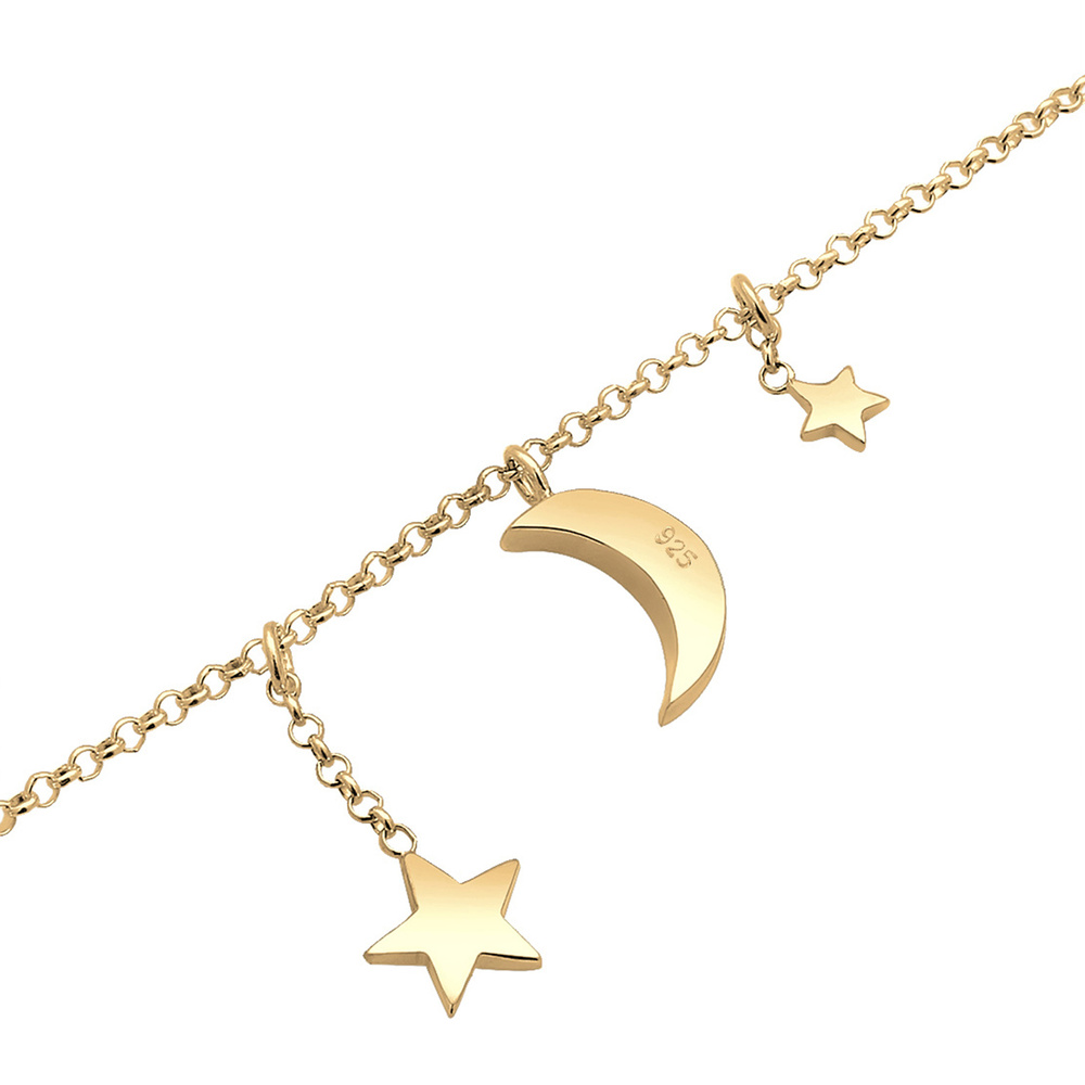 Elli Elli Bracelet de Cheville Astro Sterne Halbmond Kristalle Silber Bijoux