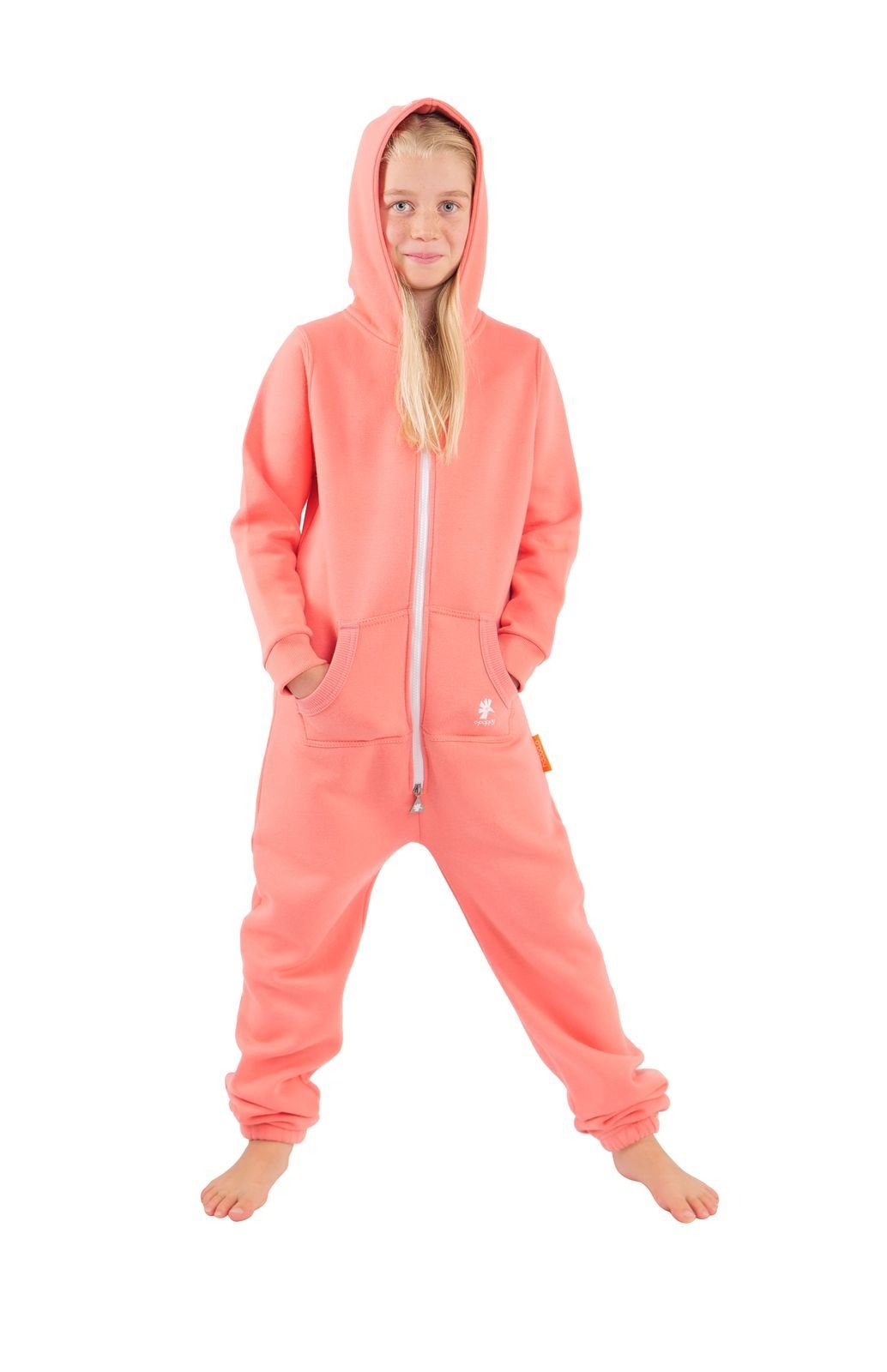 O'Poppy Jumpsuit Kinder rosa (1-tlg) Zwergen Kapuze und Eingrifftaschen