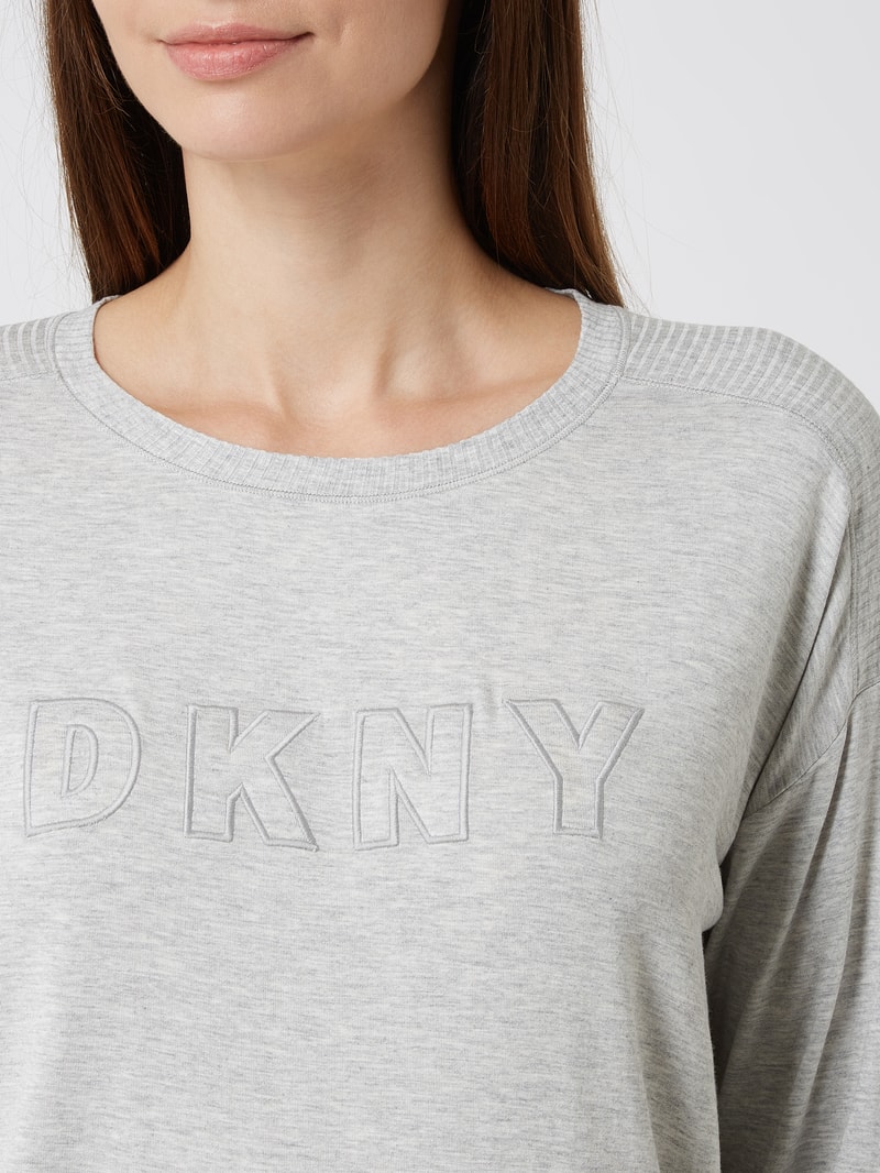 Shirt mit überschnittenen Schultern in mittelgrau meliert