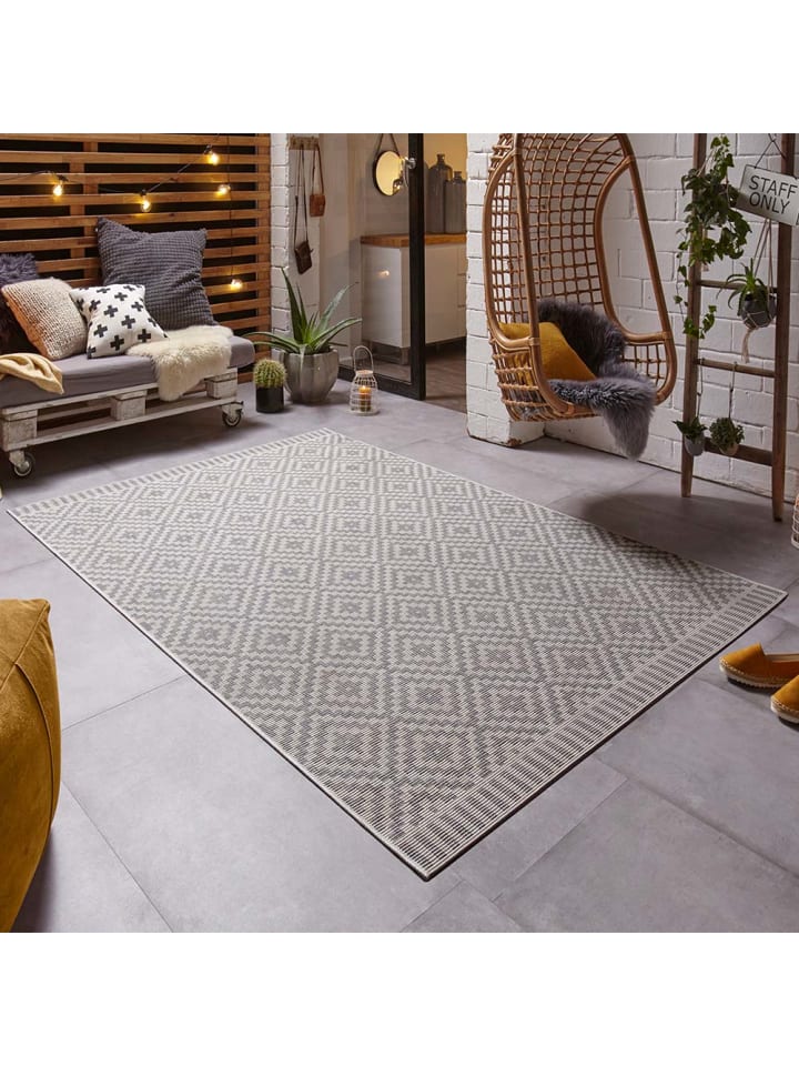 freundin HOME COLLECTION In- & Outdoor Teppich Breeze Grau Creme günstig kaufen