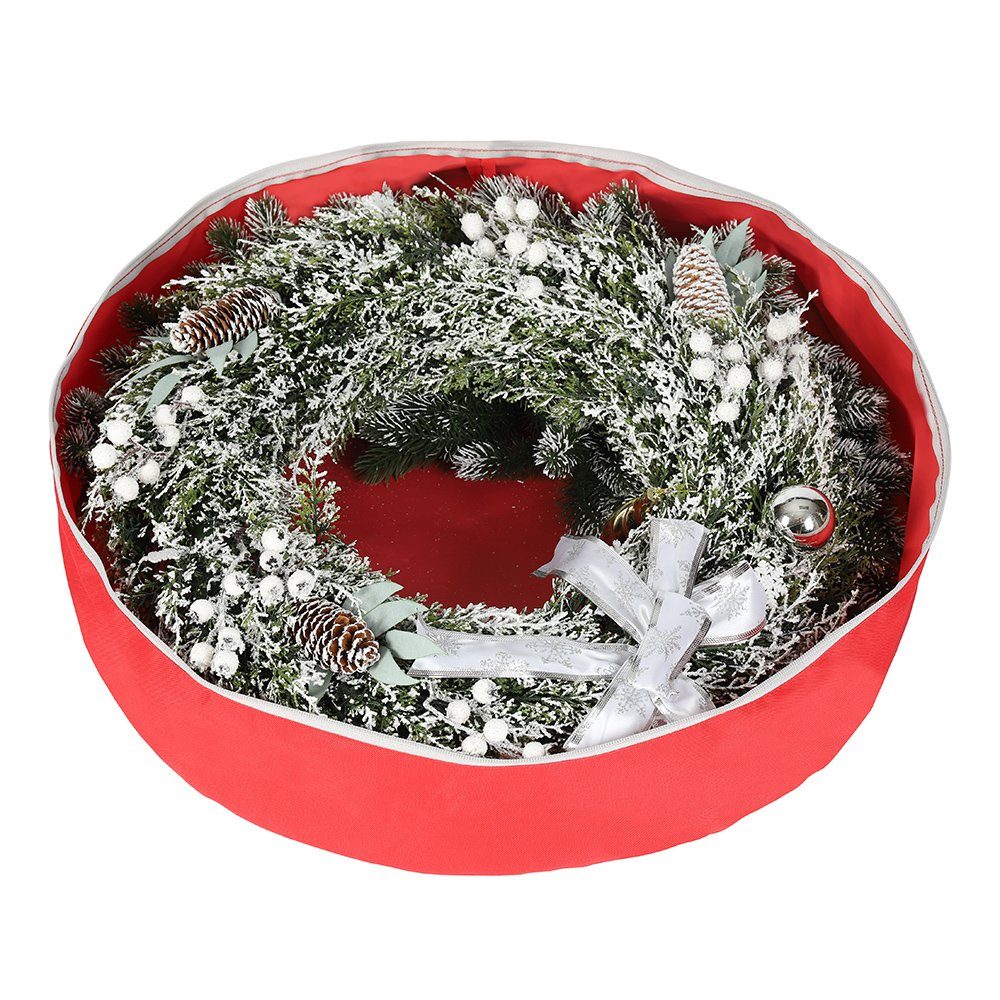 Salcar Aufbewahrungstasche Weihnachtskranz Aufbewahrungstasche 52 cm, Girlande, Weihnachtsschmuck, mit Griffen und Doppelreißverschluss