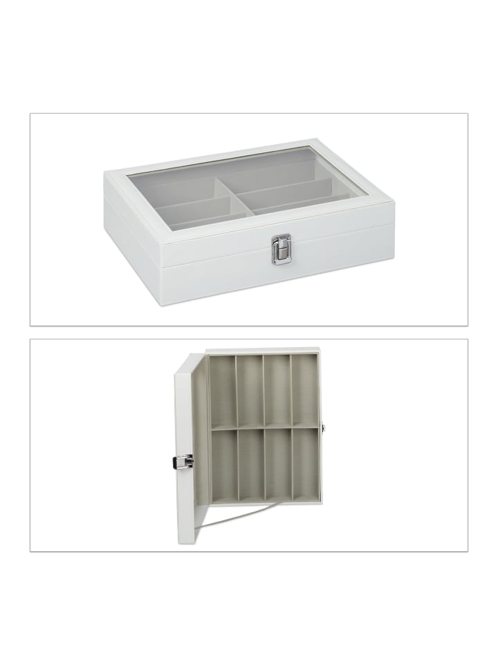 relaxdays Brillenbox in Weiß - (B)33,5 x (H)8,5 x (T)24,5 cm günstig kaufen onesize