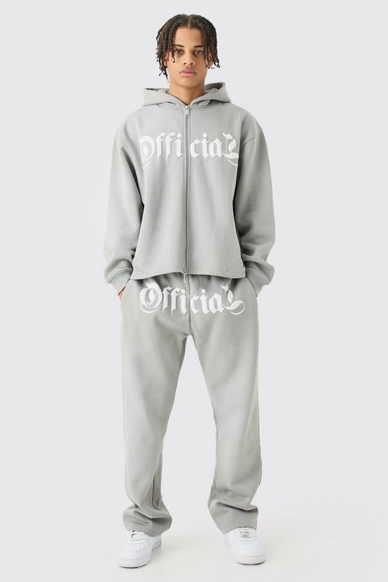 Oversize Trainingsanzug mit Reißverschluss und Print