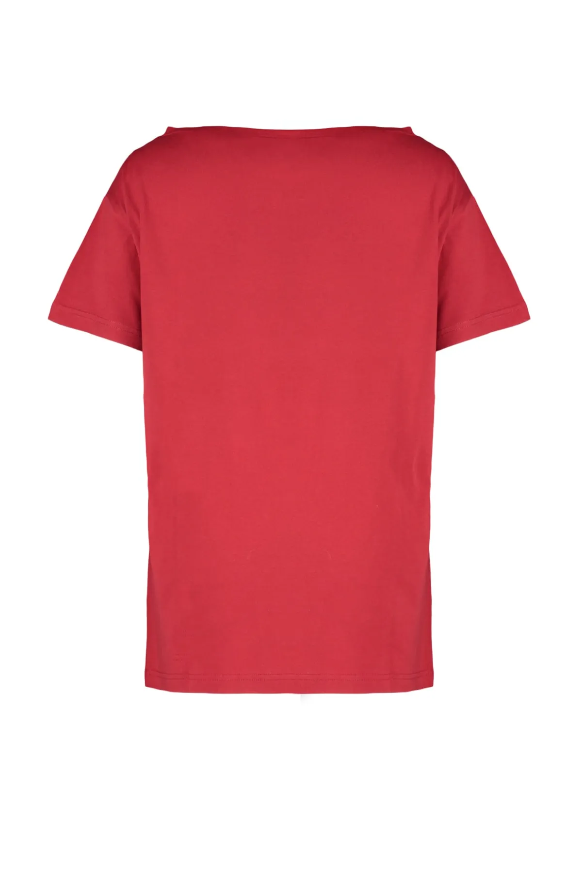 Trendyol Collection  Rotes Boyfriend-Strick-T-Shirt aus 100 % Baumwolle mit U-Boot-Ausschnitt TWOSS20TS0140