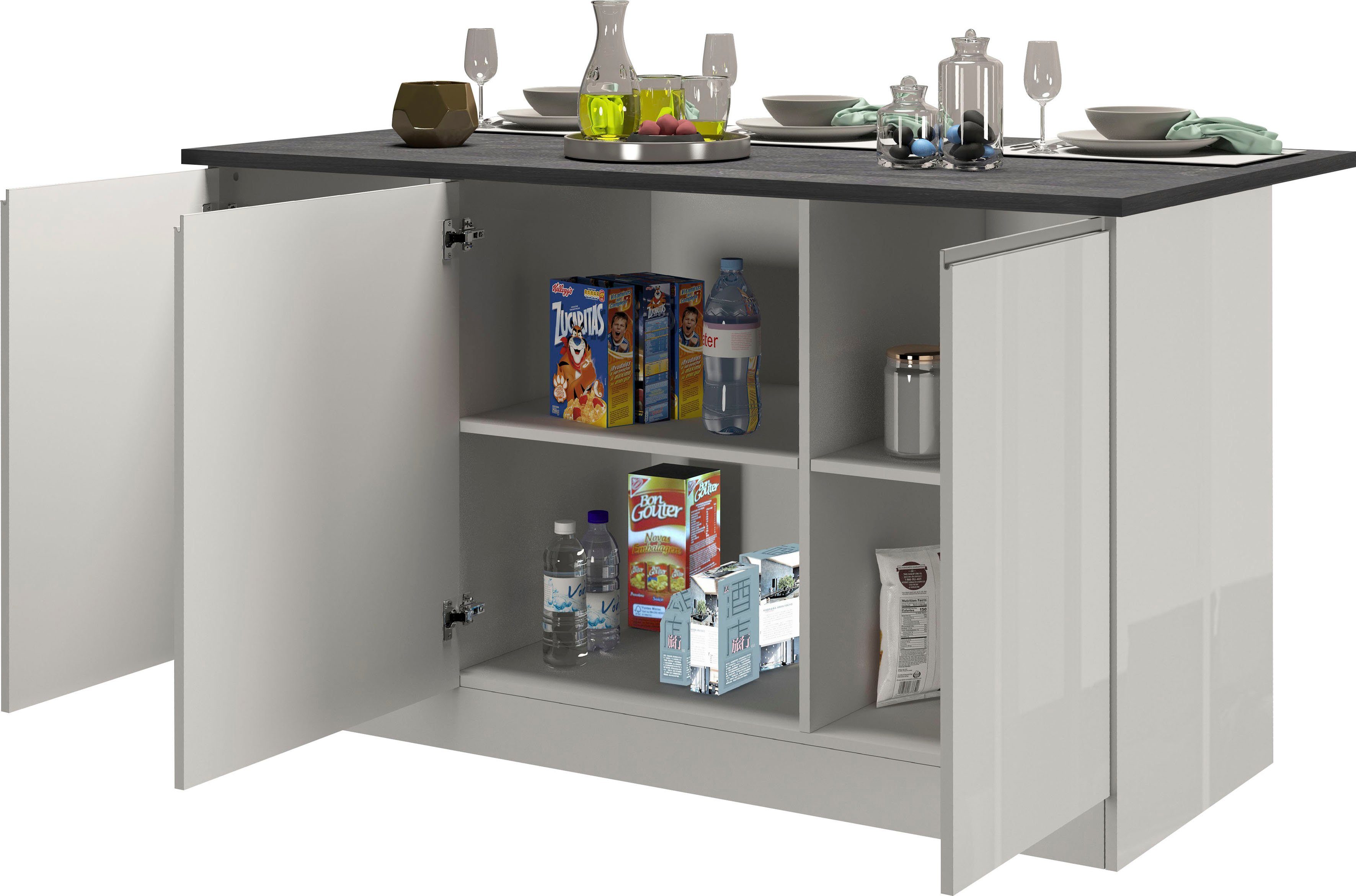 Tecnos Küche Sole, Kücheninsel, Breite 155 cm, 3 Türen