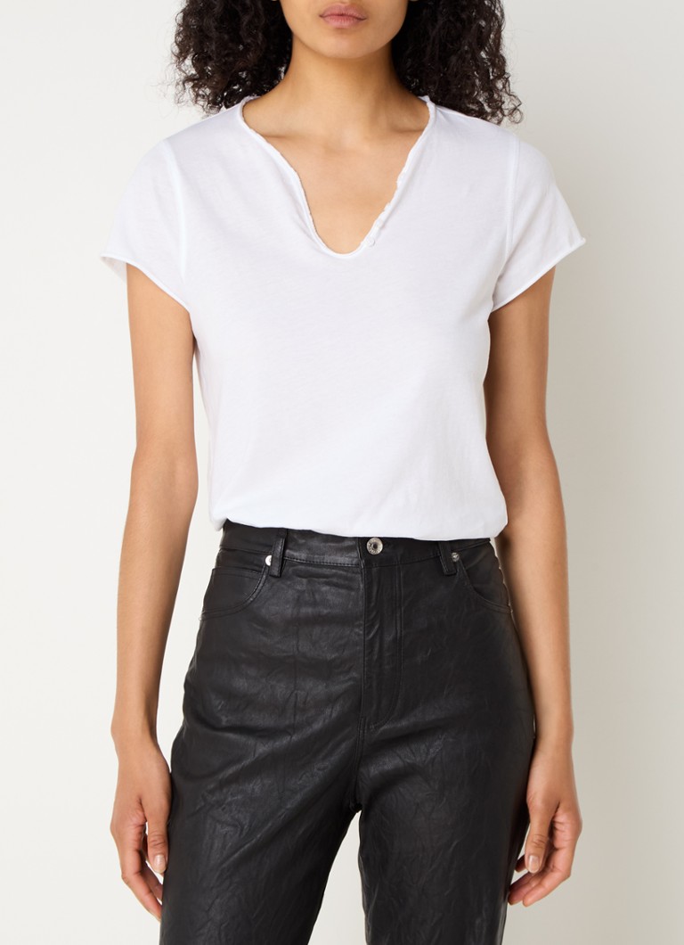 Tricou Zadig&Voltaire Henley din bumbac organic cu detalii perforate.