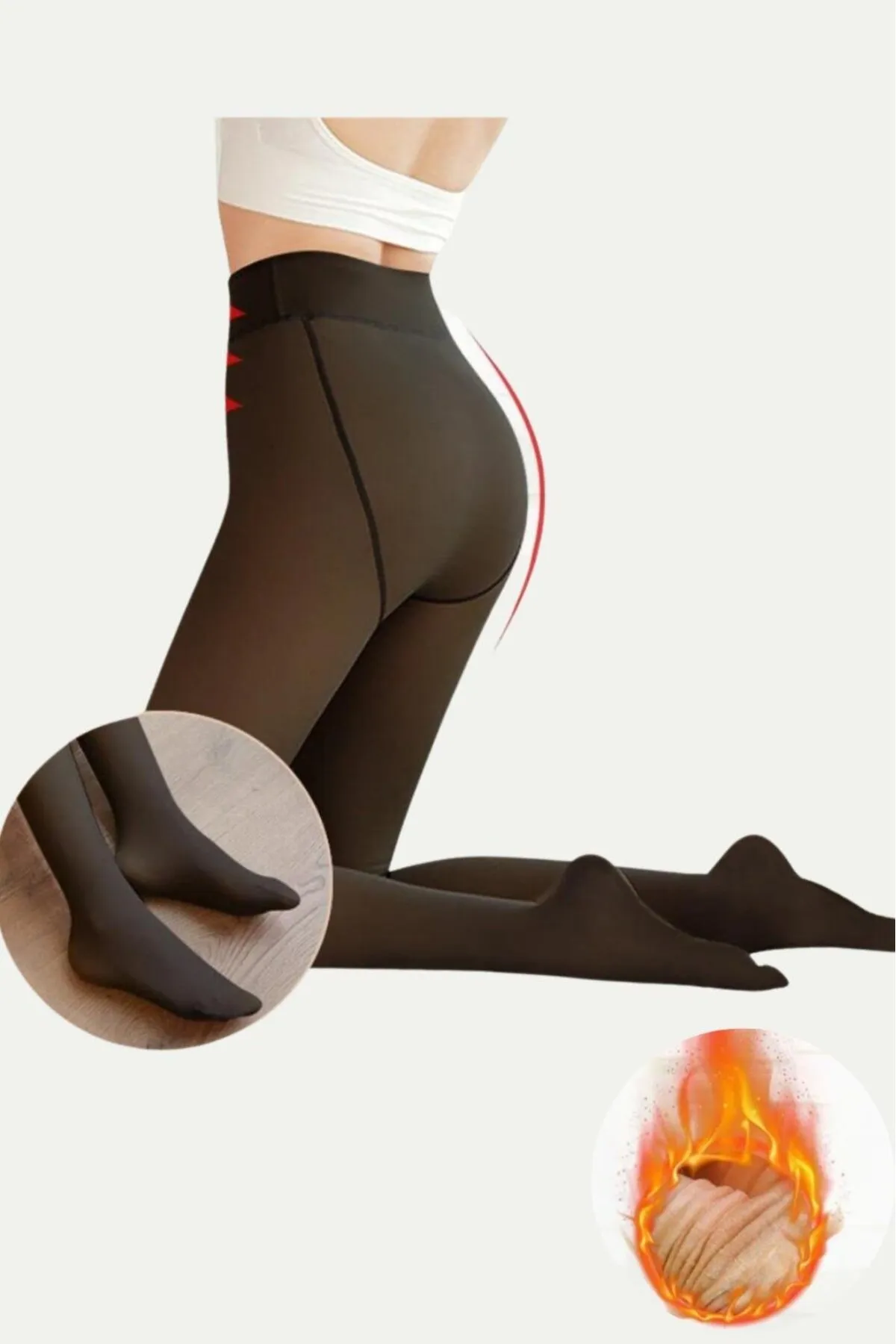 Katia&Bony  Thermo-Fleece-Strumpfhose für Damen, Schwarz