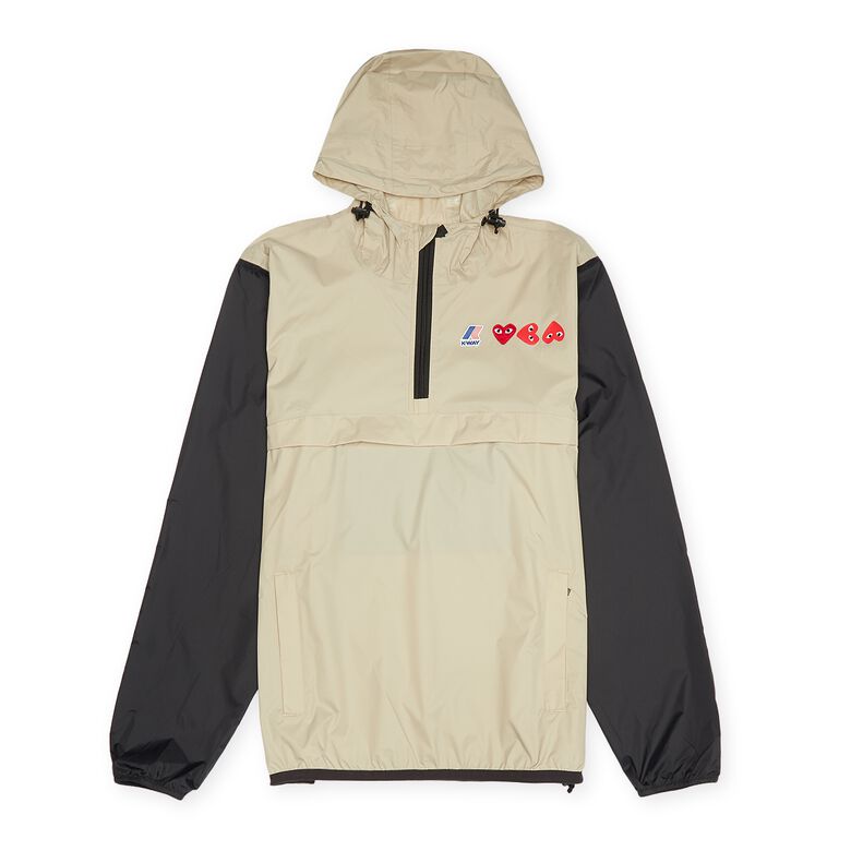 Comme des Garcons Play K-Way Half Zip Jacket beige/black