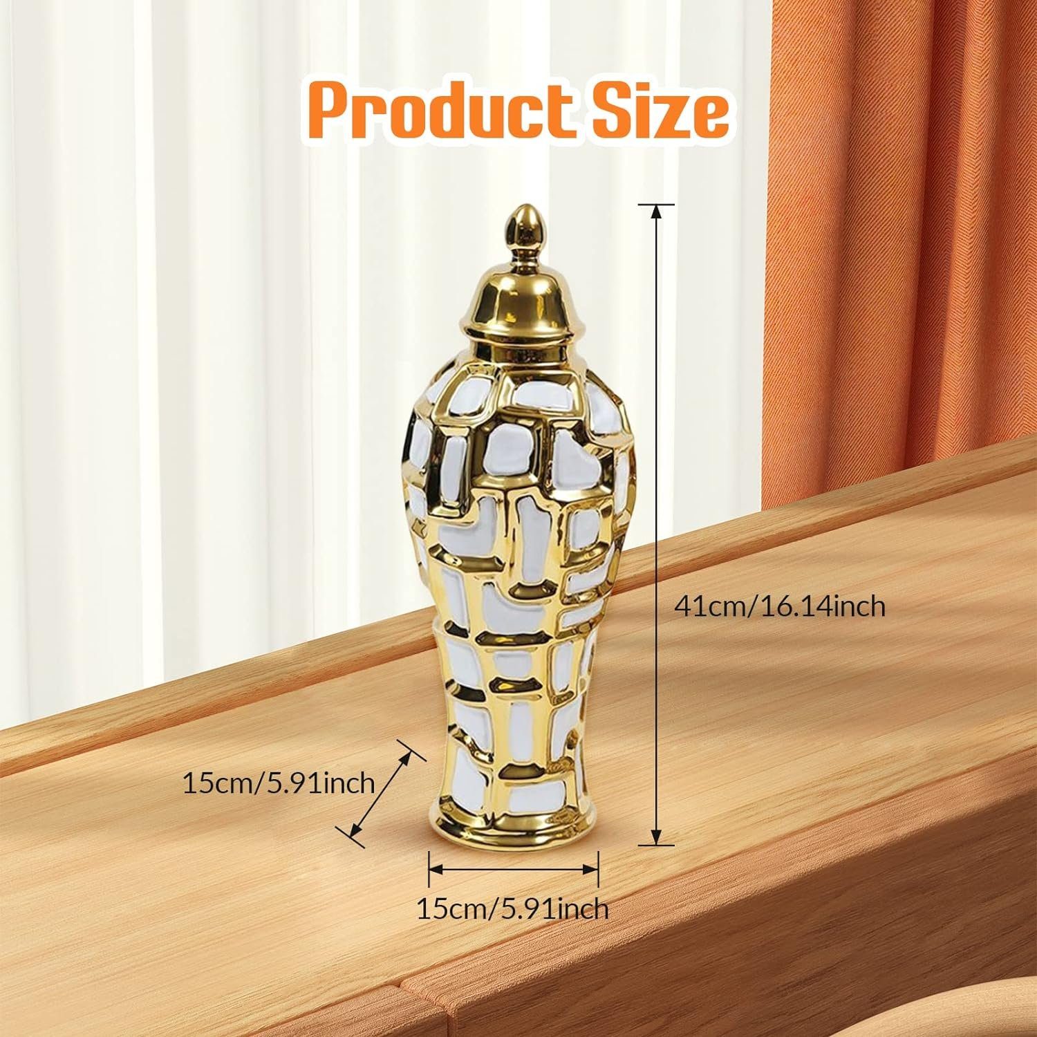 flowgoer Dekovase Keramik-Ingwerglas-Vase Deckel Tischdekoration und Aufbewahrungsbox, Ideal für Partys und Blumenarrangements – dekorative Tischdekoration