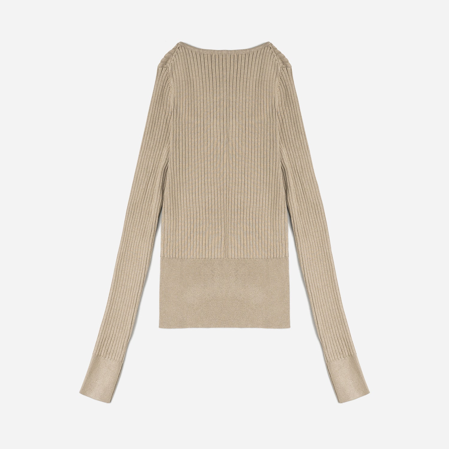 Pull TEXTO beige côtelé à manches longues - taille unique