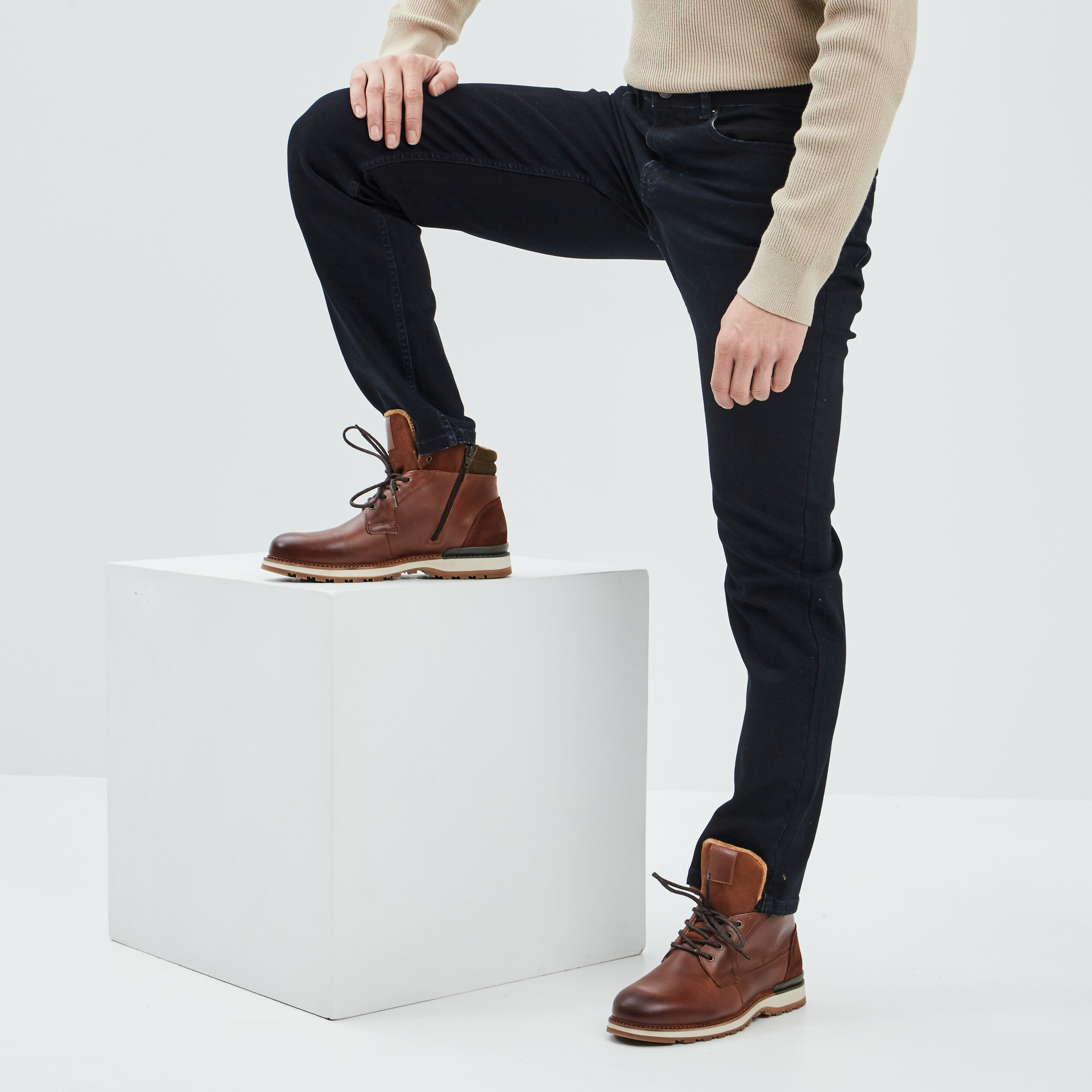 Bottines en cuir marron homme | La Halle