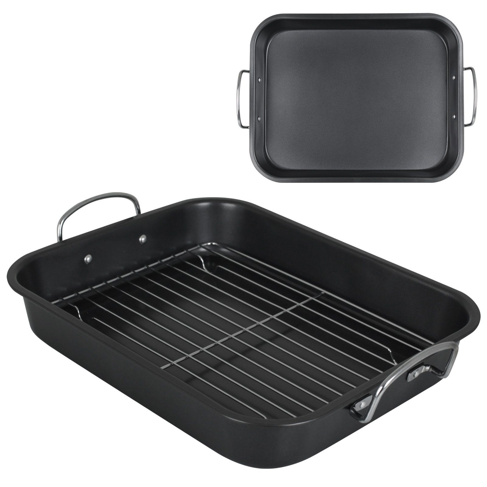Koopman Bräter Bratform Grillrost 39x29cm Ofenform Schmortopf Multibräter, Gänsebräter Brattopf Kochgeschirr Backofen Gittereinsatz Kochtopf