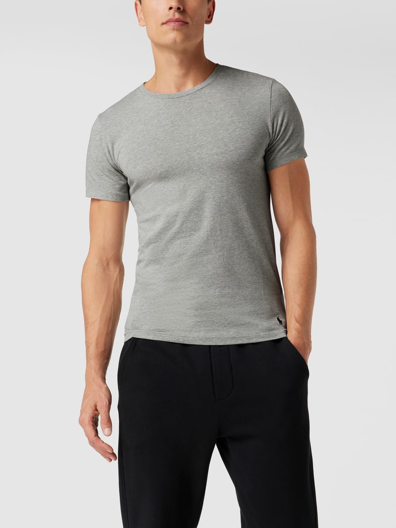 T-Shirt mit Logo-Stitching im 2er-Pack in hellgrau meliert