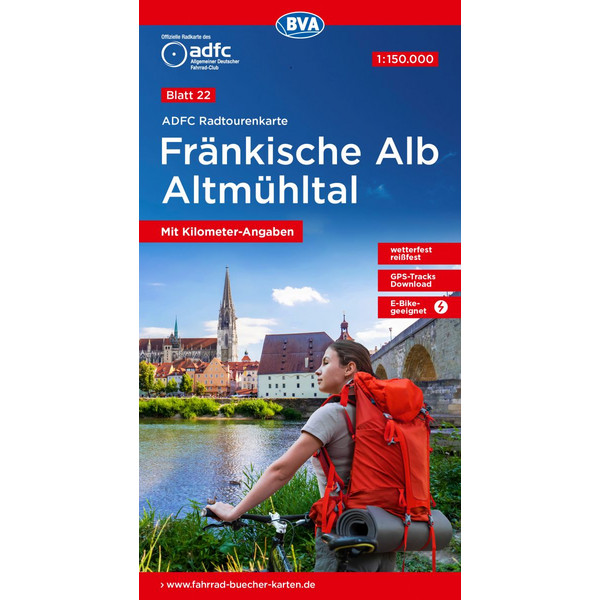 ADFC-RADTOURENKARTE 22 FRÄNKISCHE ALB ALTMÜHLTAL 1:150.000 - Fahrradkarte