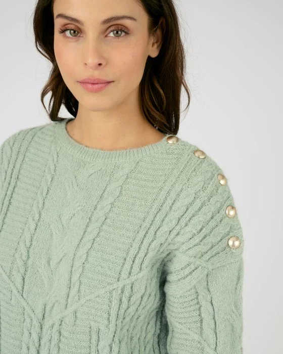 Pull chaud à torsades et boutons Thermolactyl