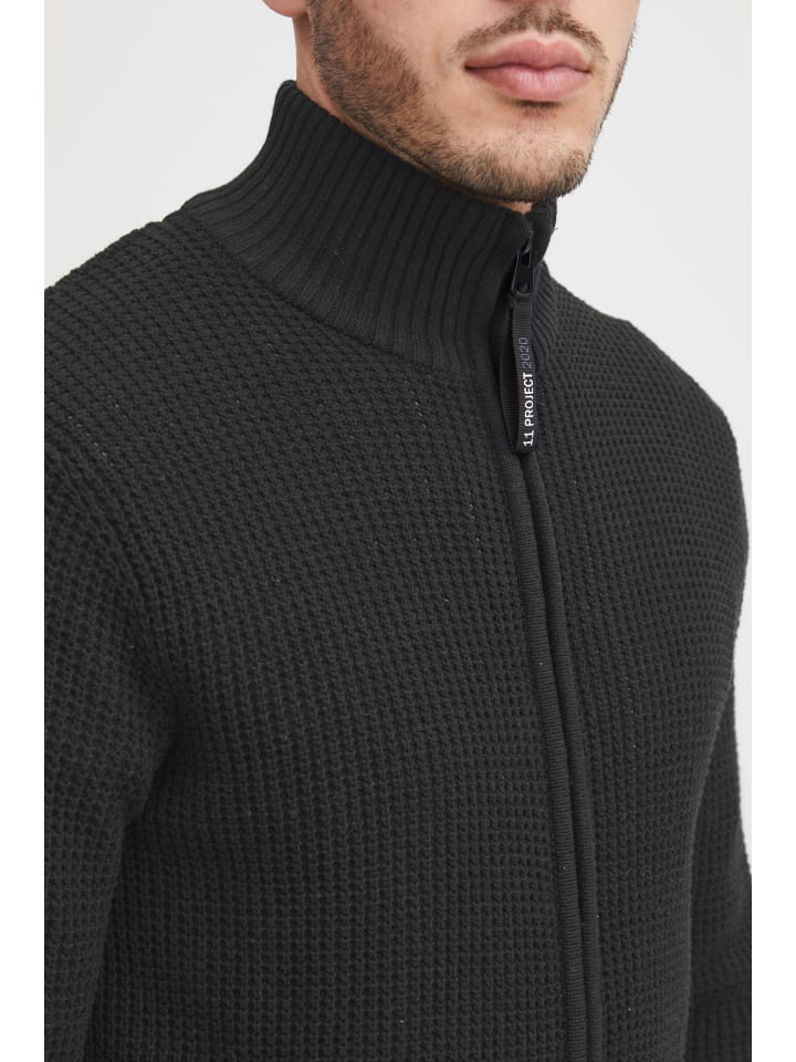 11 Project Strickjacke PRKimmo 21301063-ME  Lässige Strickjacke mit Perlfang in Schwarz günstig kaufen
