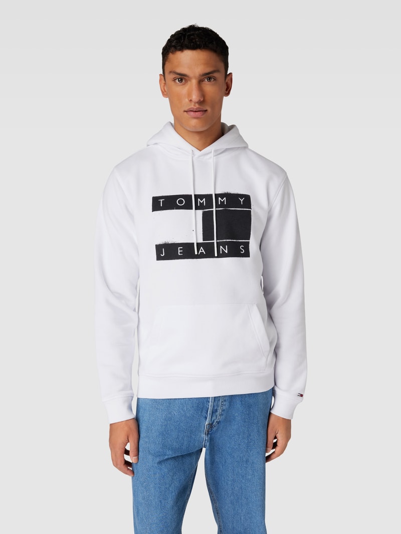Hoodie mit Label-Print in weiß