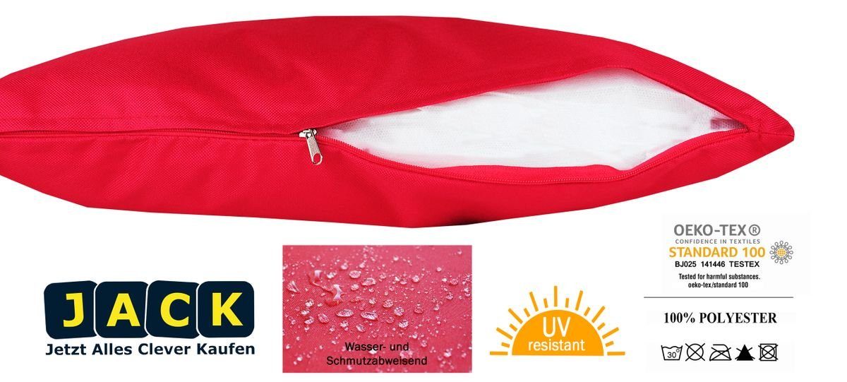 JACK Dekokissen JACK Outdoor Lounge Kissen 30x50cm Dekokissen inkl. Füllung Wasserfest, mit Lotus-Effekt, Robust, Strapazierfähig, für Innen & Außen