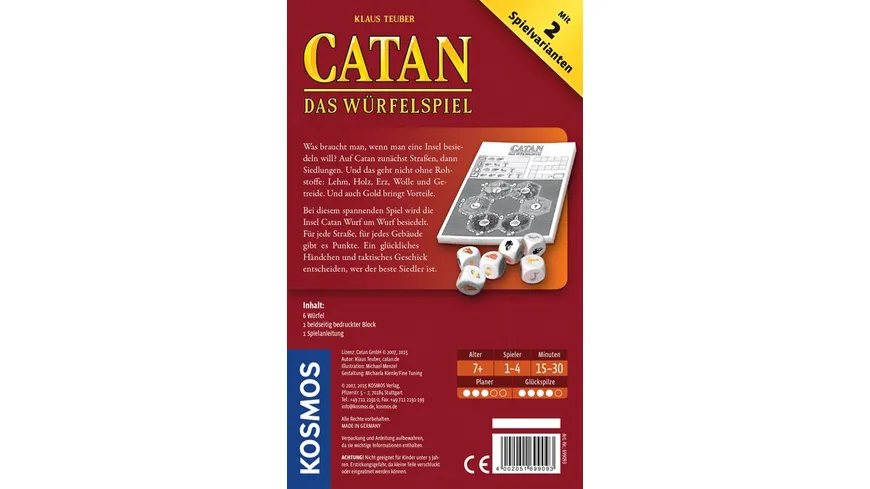 KOSMOS - Catan - Das Würfelspiel - Mitbringspiel