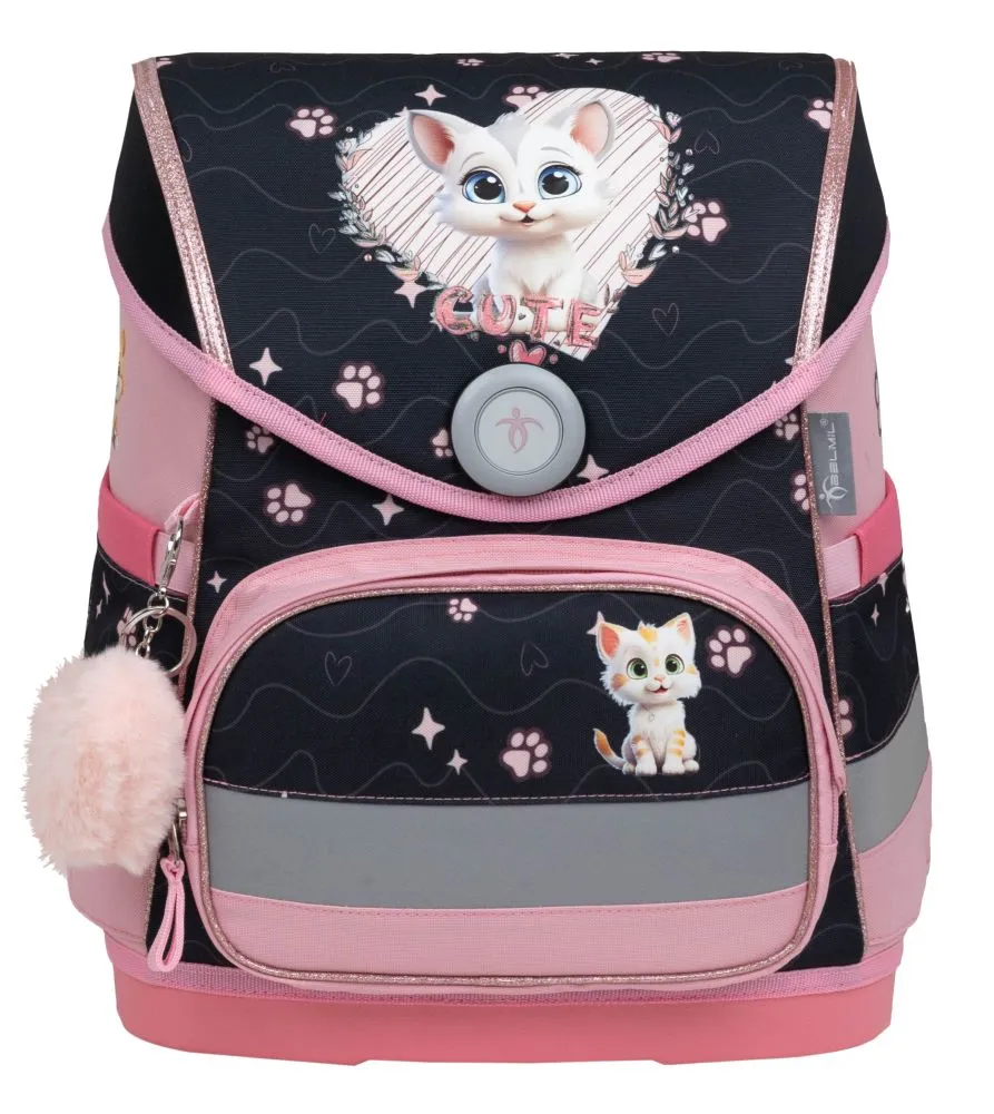 Belmil Compact Schulranzen Set 4-teilig mit Brustgurt - Cute Kitten