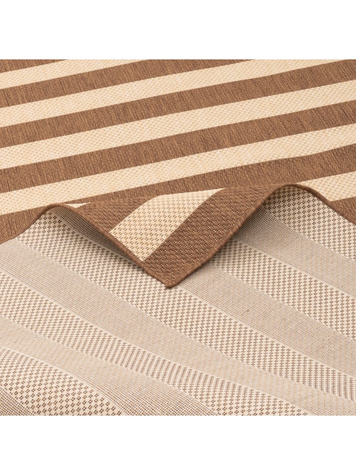 Pergamon In & Outdoor Teppich Flachgewebe Valencia Streifen in Beige günstig kaufen