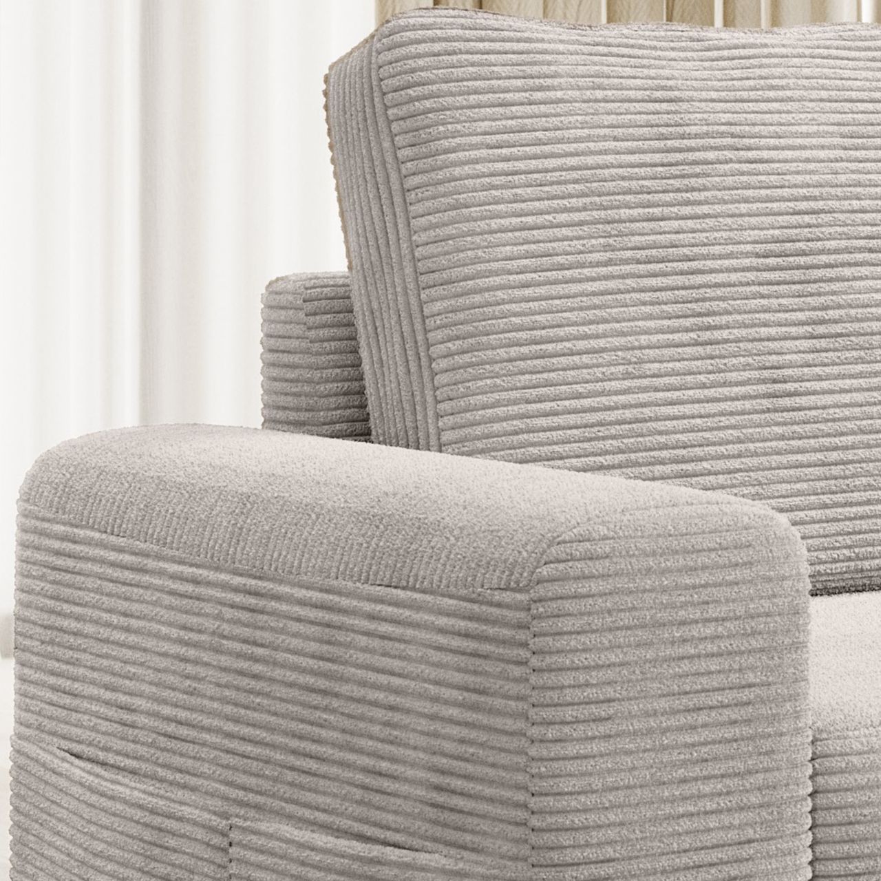 Möbel Punkt Ecksofa SAIGON Cord Lichtgrau mit Bettfunktion und Bettkasten Bett Sofa Schlafsofa Ottomane rechts