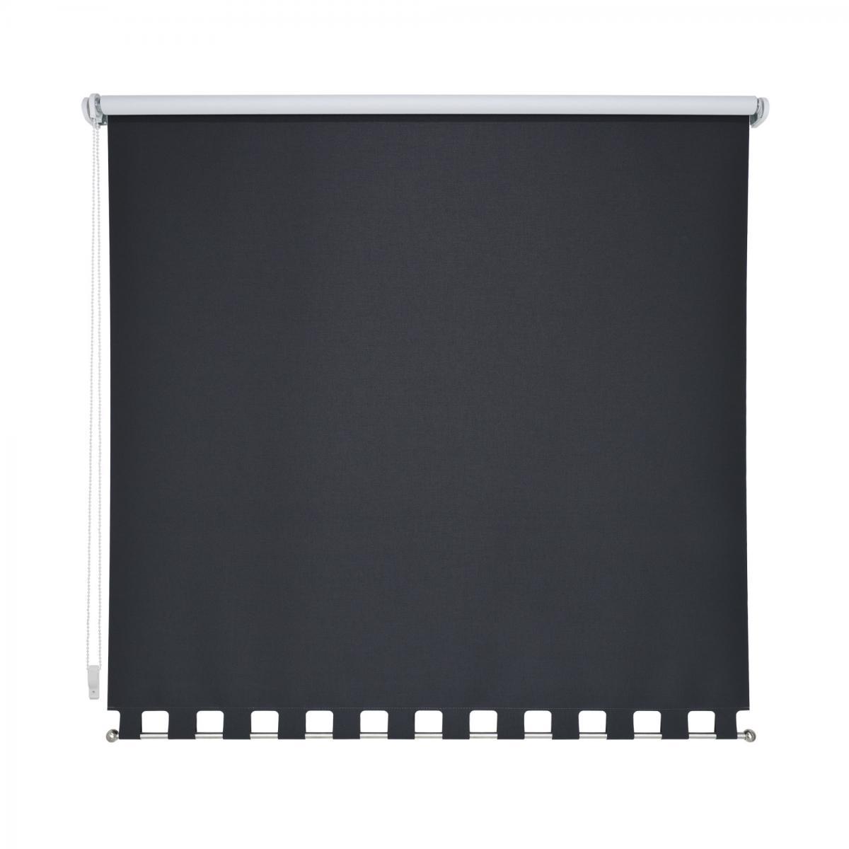 Bella Casa Seitenzugrollo Kettenzugrollo Volantrollo Rollo Eckig Verdunklung 112 x 180 cm schwarz für Fenster