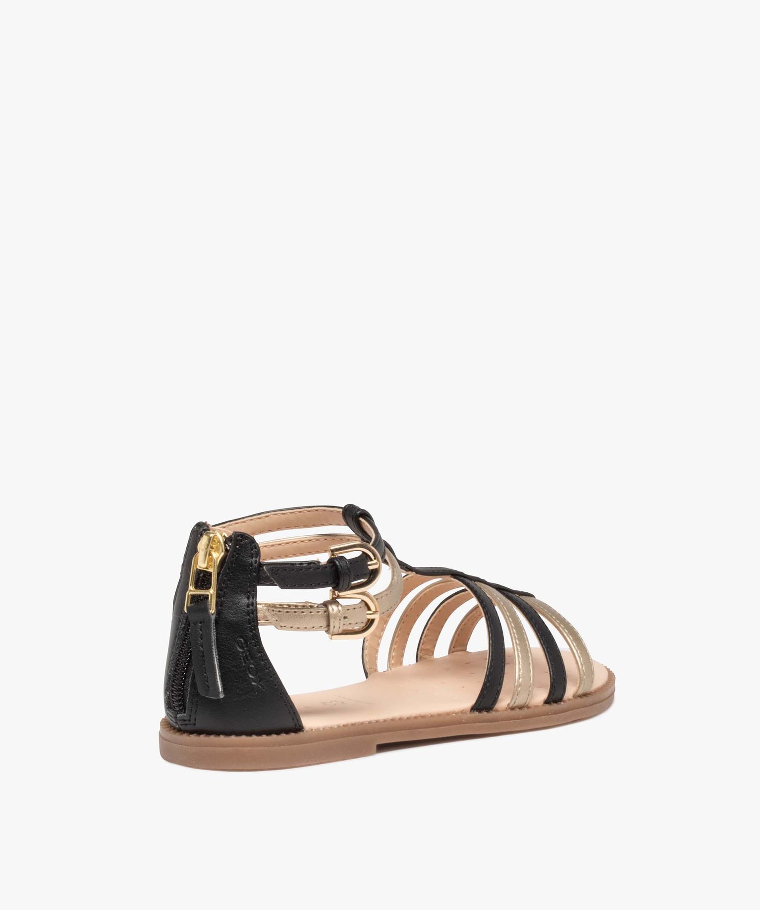 Sandales fille zippées à brides métallisées – Geox noir | GEMO