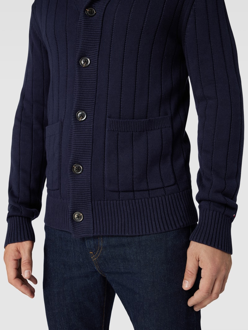 Strickjacke mit Schalkragen in marineblau