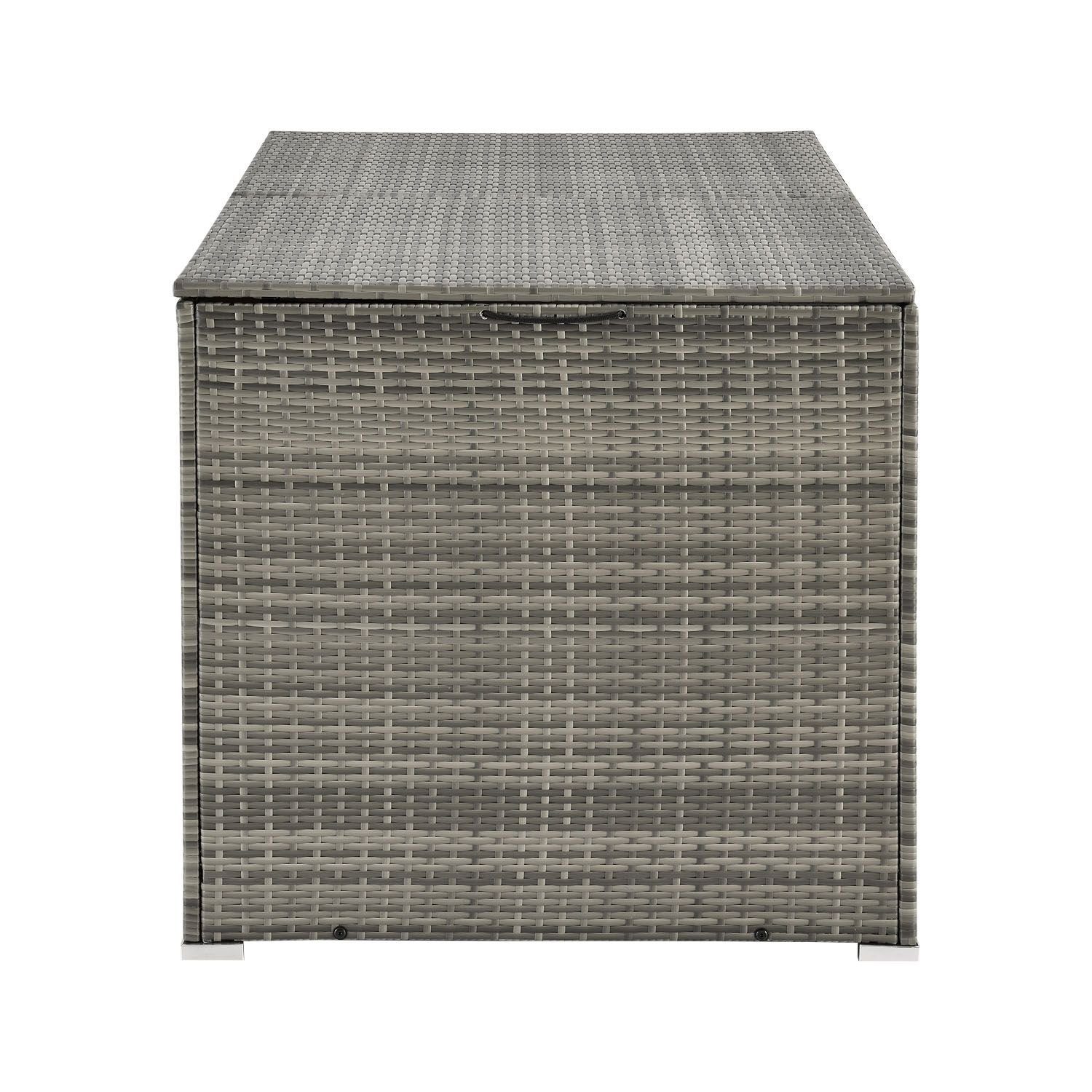 Juskys Auflagenbox Ikaria, aus Polyrattan, mit Deckel, Hubautomatik und Innenplane