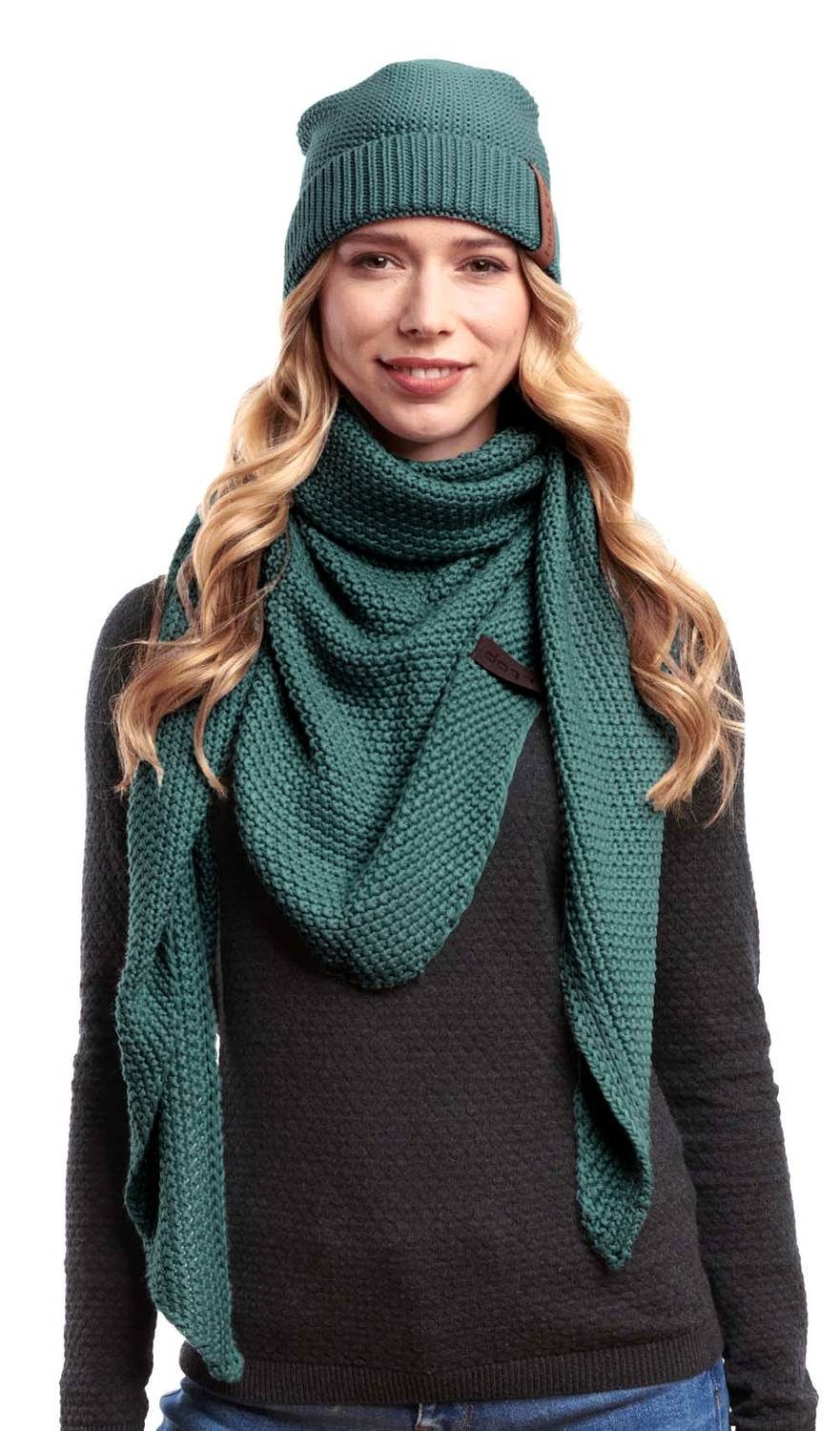 Hilltop Strickmütze Unisex Winterset, Damen Mütze und Schal, Herren Mütze Strickschal, XXL