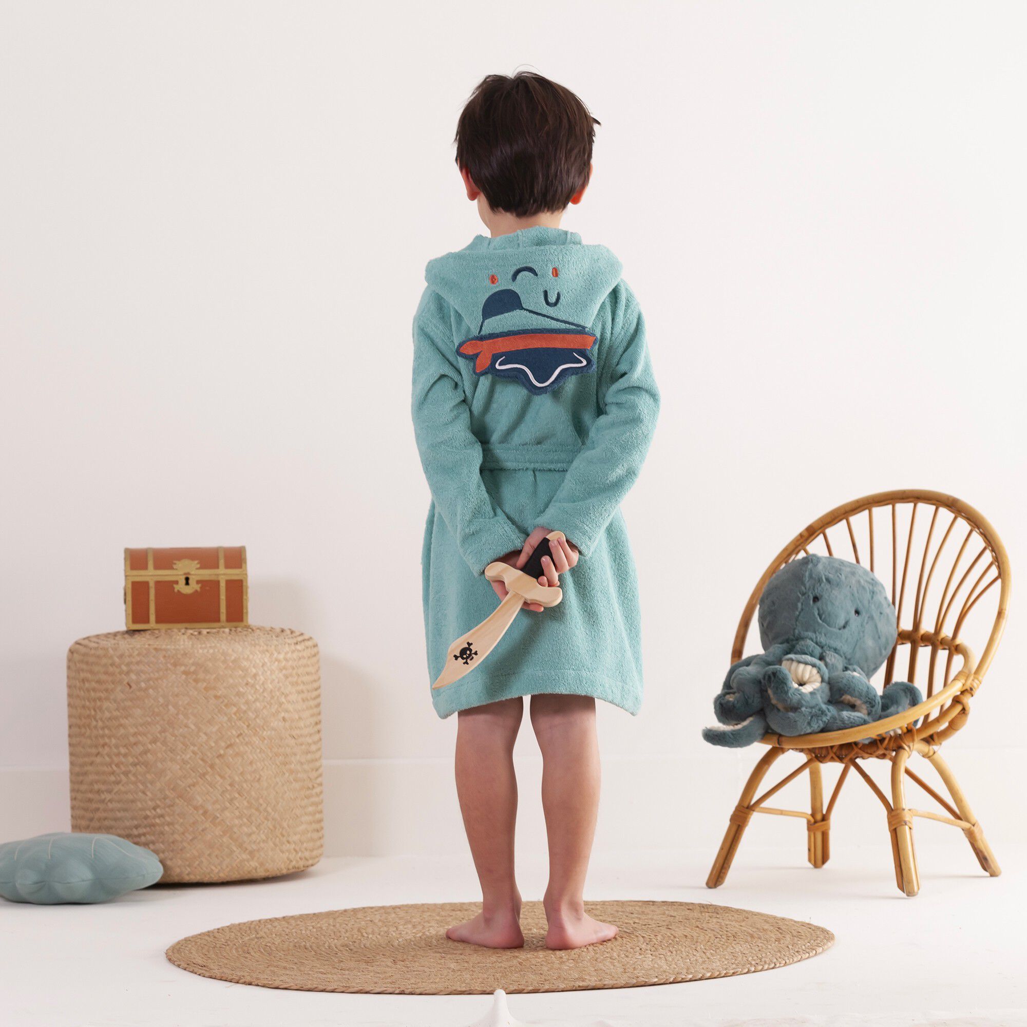 Peignoir de bain enfant pirate éponge coton