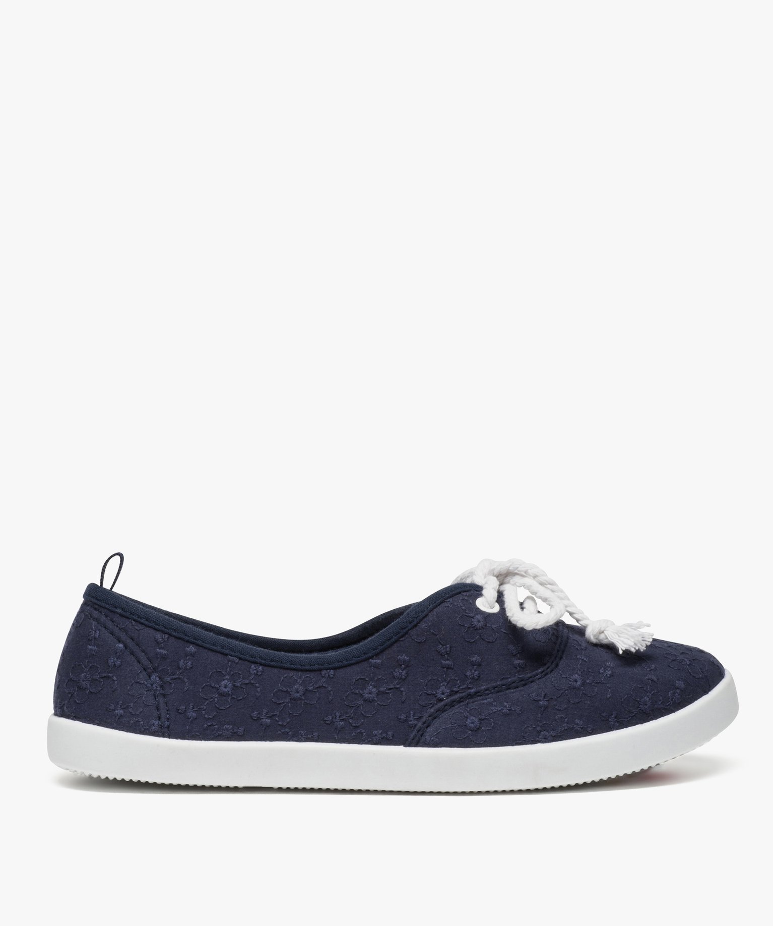 Baskets femme fines en toile avec lacets cordelette marine | GEMO