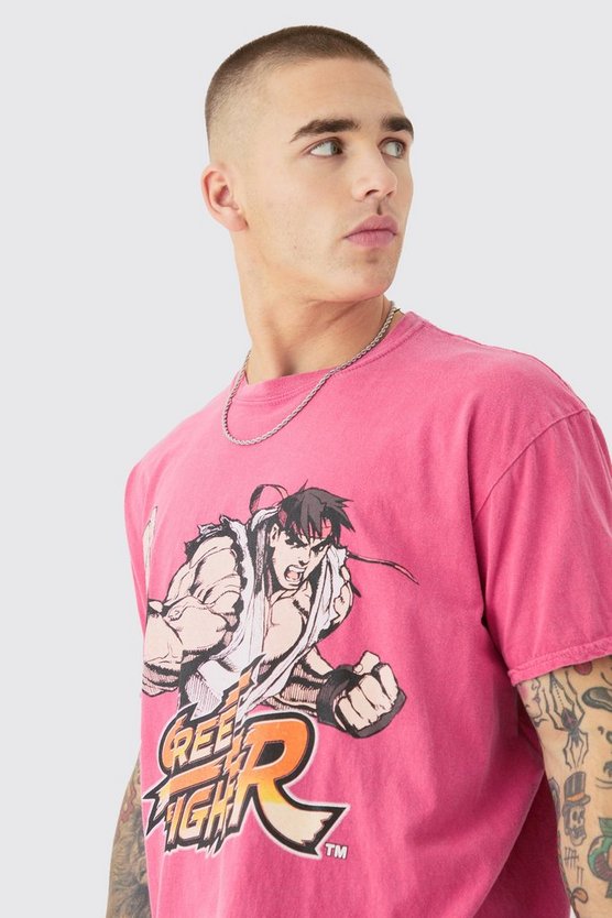 Oversize T-Shirt mit lizenziertem Street Fighter Print