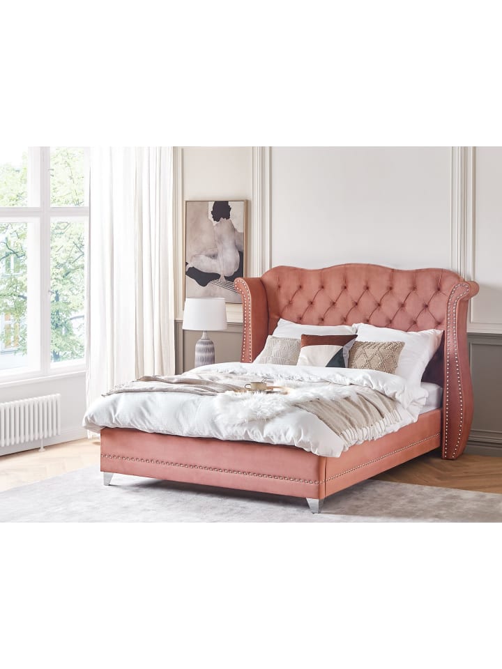 Beliani Doppelbett AYETTE in Rosa - (W) 205 x (H) 154 x (L) 215 cm günstig kaufen onesize