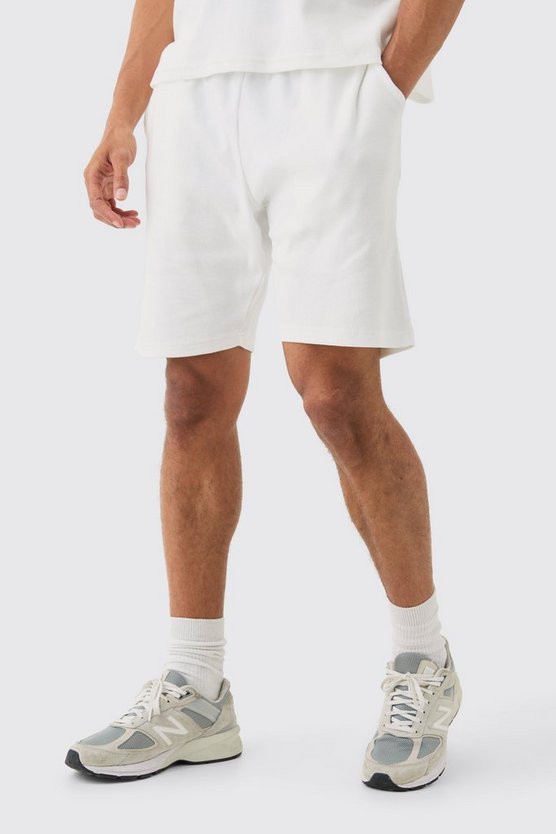Lockere mittellange gerippte Shorts