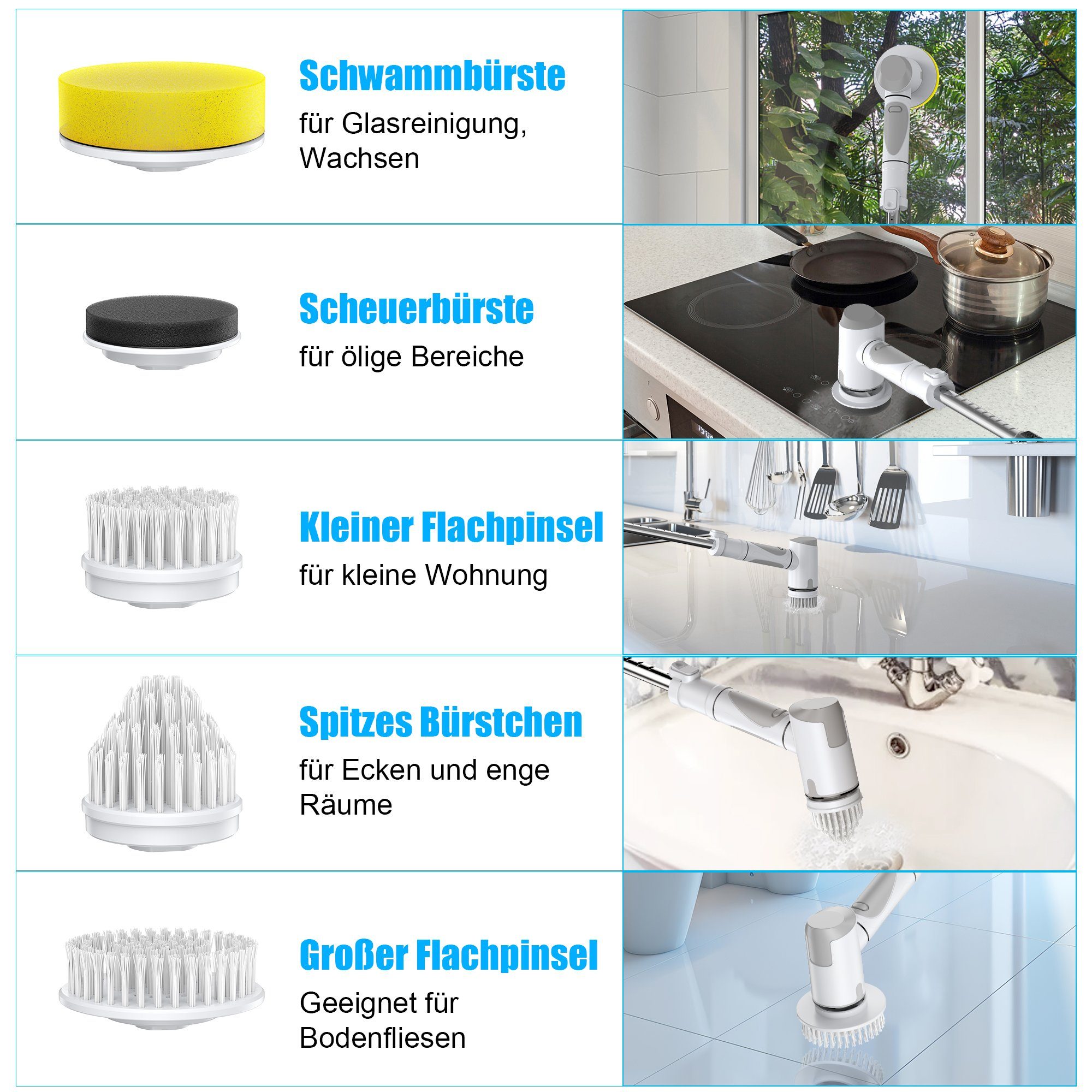 Vbrisi Reinigungsbürste Elektrische Reinigungsbürste Spin schrubber aufladbar felgenbürste
