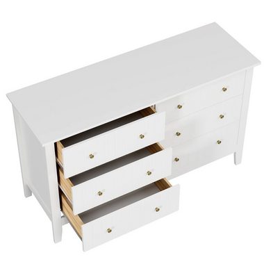 Homfa Kommode, Sideboard, Kommodenschrank, mit 6 Schubladen, weiß, 133x45x79,5cm