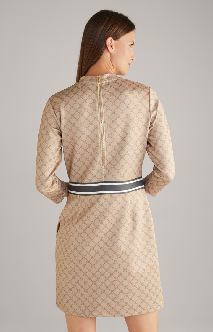 Sweat-Kleid in Beige gemustert