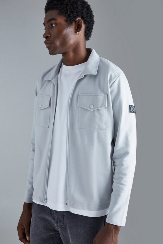 Jersey Utility Harrington-Jacke mit Man-Etikett