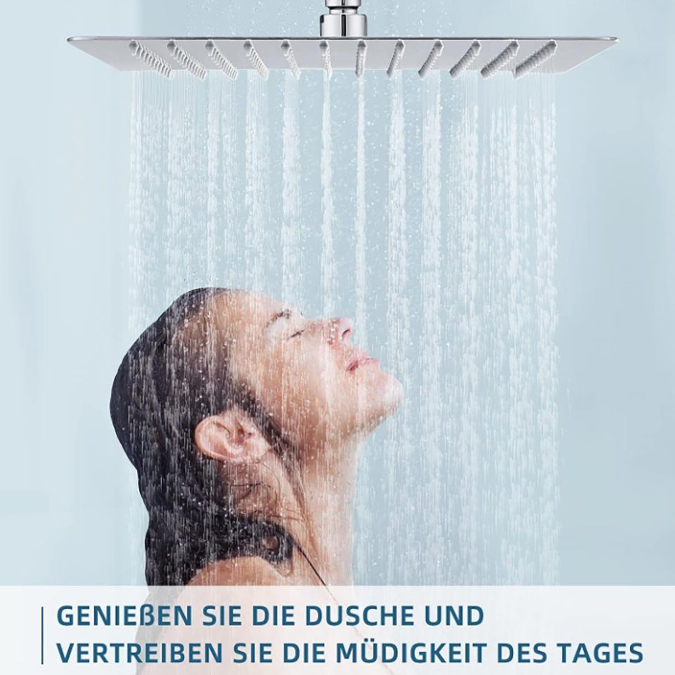 BlingBin Regenduschkopf Regenduschkopf quadratischer Duschkopf Edelstahl, Ultradünn, (mit Silikon-Wasserauslass, 10 