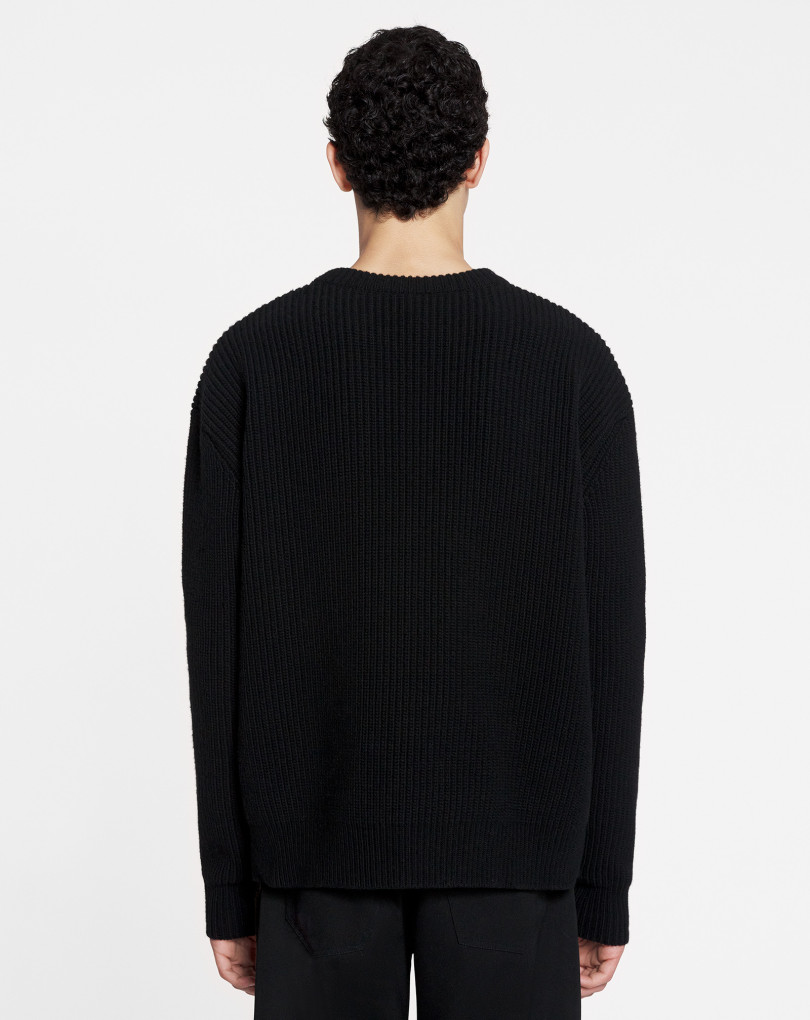 PULL COL ROND INTARSIA EN LAINE ET CACHEMIRE