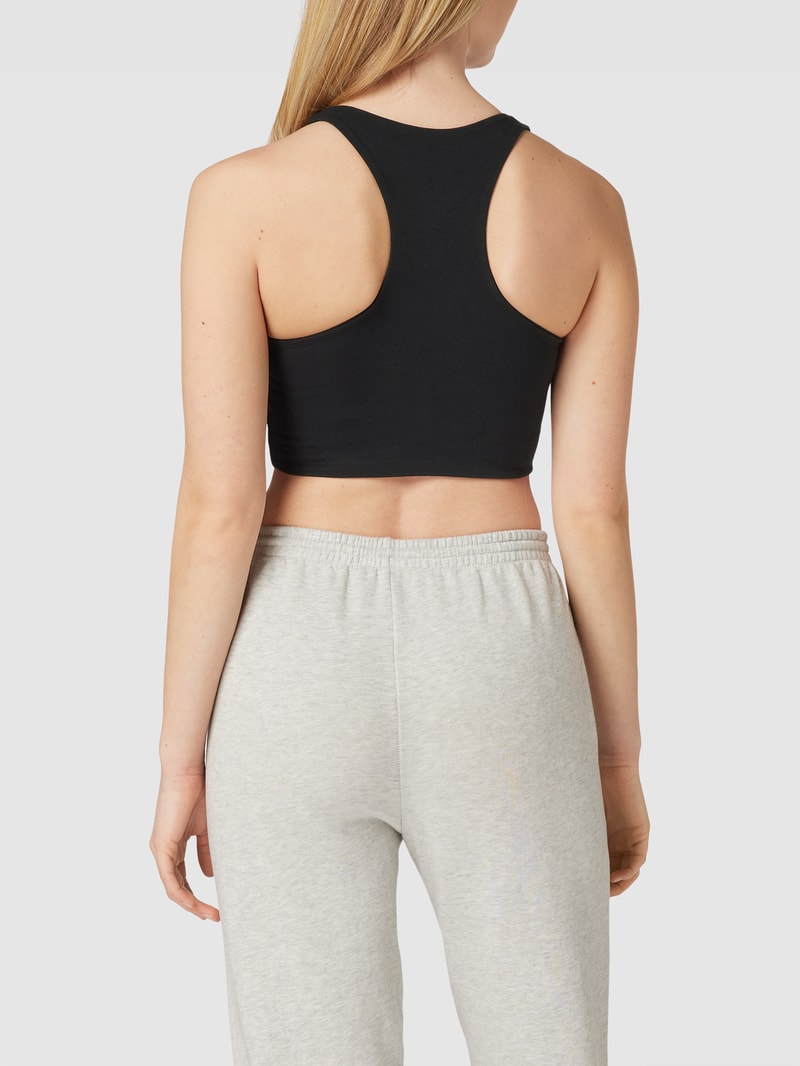 Crop Top mit Label-Print in schwarz